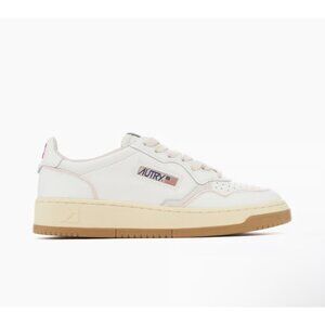 Autry Women’s Open Low Leather Sneakers – White/Light Pink – Size 37